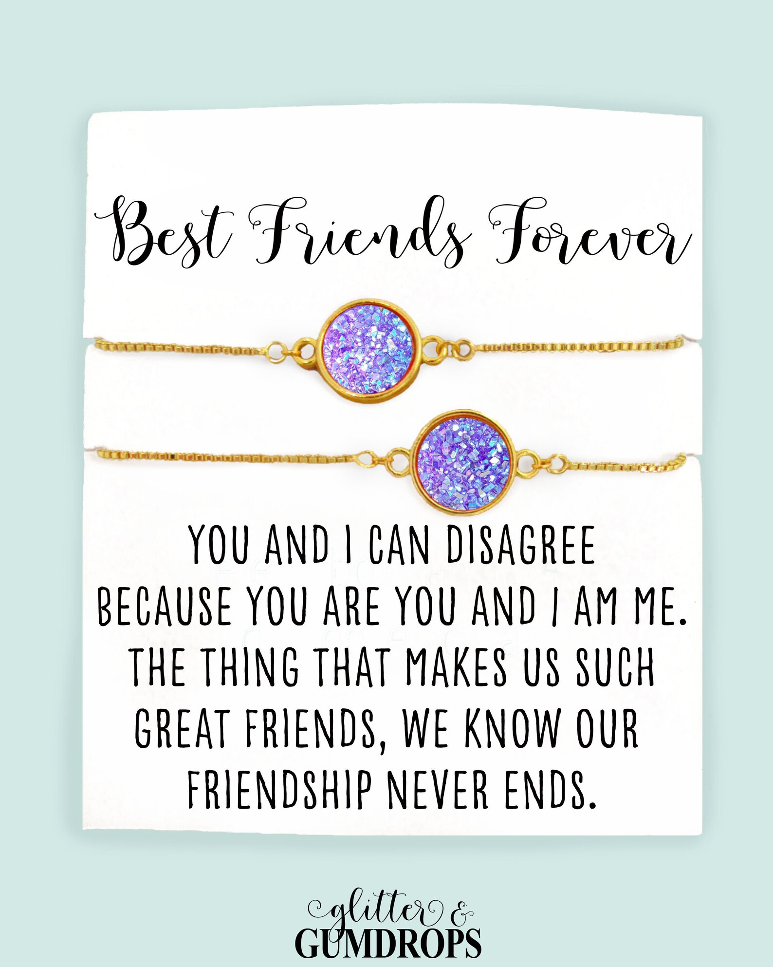 Best Friends Forever Matching Bracelets Druzy Friendship