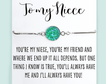 Niece Gift from Aunt- Friendship Bracelet- Best Friend Bracelet- Box Chain Bracelet- Minimalist Bracelet- Niece Bracelet Card from Aunt