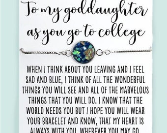 Goddaughter Gift Bracelet with, "To My Goddaughter as You Go to College"- Off to College Gift Bracelet- Goddaughter Gift from Godmother