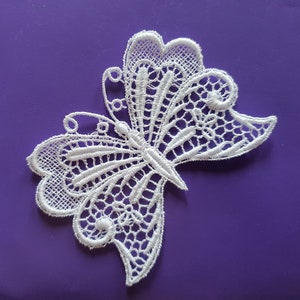 Butterfly Lace. Free Standing Lace (FSL). 3D three-dimensional. Machine Embroidery Design