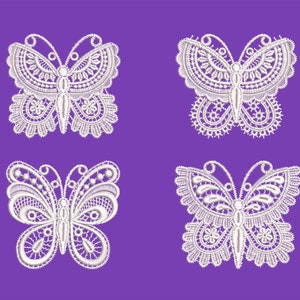 Machine Embroidery FSL Butterflies. 5 Designs. Free Standing Lace. 4 x 4.