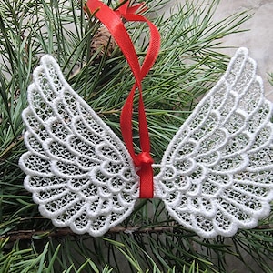 FSL Angel Wings. 3D. Christmas Angel Ornament. Freestanding Lace Decoration, Christmas Tree ornament