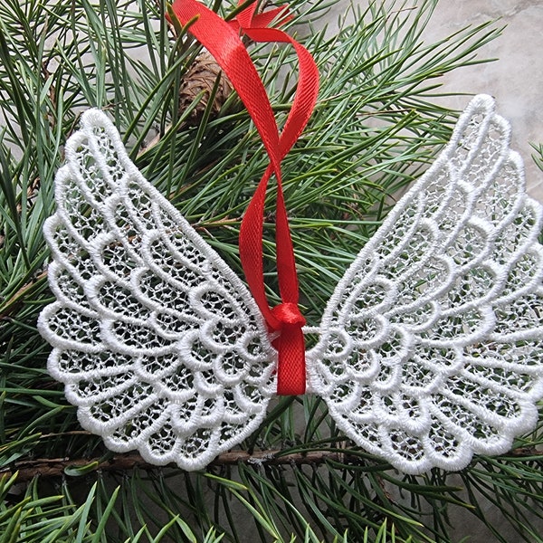 FSL Angel Wings. 3D. Christmas Angel Ornament. Freestanding Lace Decoration, Christmas Tree ornament