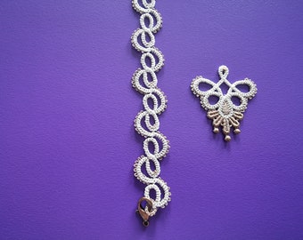 FSL Bracelet plus Earrings Set. Tatting Machine Embroidery Design, Free Standing Lace.