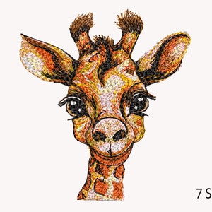 Superrealistische giraffe-borduurontwerpen. Twee ontwerpen. Machineborduurontwerpen, 5-7 maten