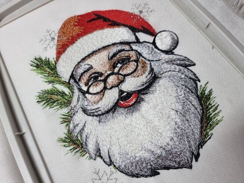 Christmas Santa Claus. 7 Sizes. Christmas Embroidery Designs. Instant Download. Machine Embroidery Super Realistic Design image 1