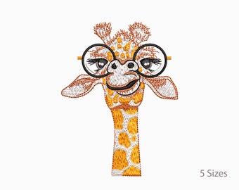 Giraffe with  glasses  Machine Embroidery Designs,5 Sizes.