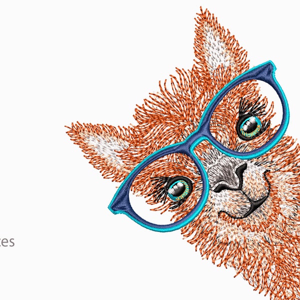 Lama with glasses Alpaca Machine Embroidery Designs,4 Sizes.