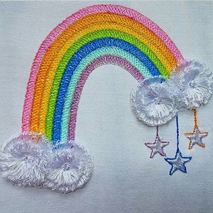 Motifs de broderie à la machine à arc-en-ciel Boho à franges. ITH.
