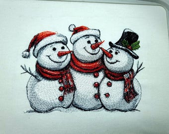 Cute Snowman Trio Christmas Embroidery Design. 4 Sizes. Super Realistic Designs. Instant Download. Machine Embroidery Design