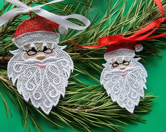 FSL Santa Ornament (2 sizes). Christmas Embroidery Designs. Instant Download. Machine Embroidery