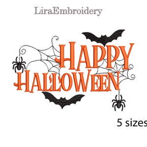Trick or Treat Embroidery Designs, Halloween Embroidery Designs, Bat Embroidery Design, Spider Embroidery, 5 Sizes, Instant Download