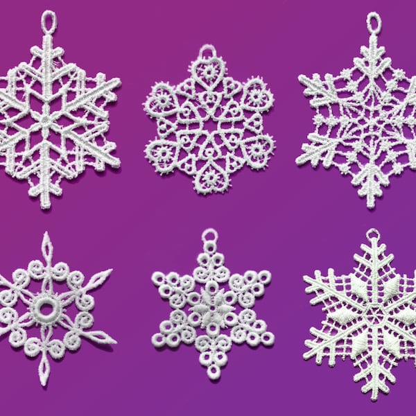 8 FSL Snowflakes Bundle. Christmas Ornament, Machine Embroidery Designs, Free Standing Lace.