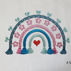 Boho rainbow with fringes Machine Embroidery .  4 Sizes
