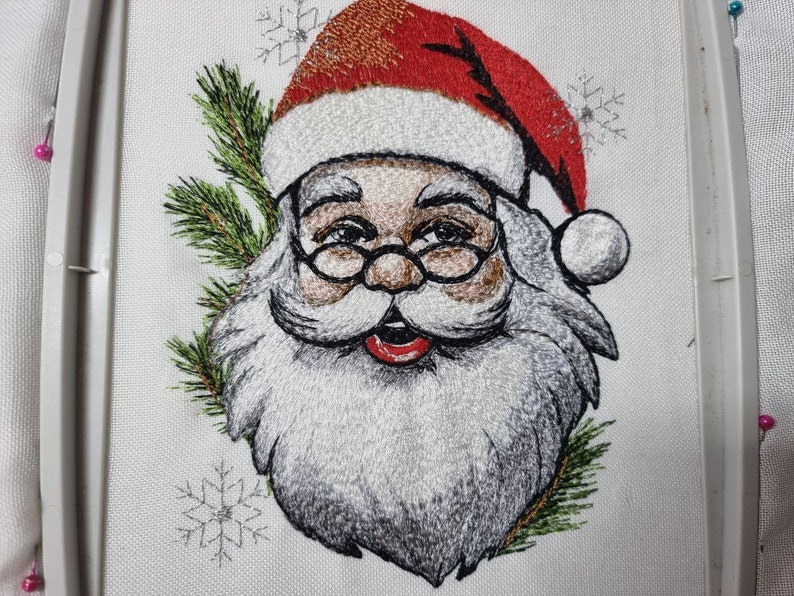 Christmas Santa Claus. 7 Sizes. Christmas Embroidery Designs. Instant Download. Machine Embroidery Super Realistic Design image 2