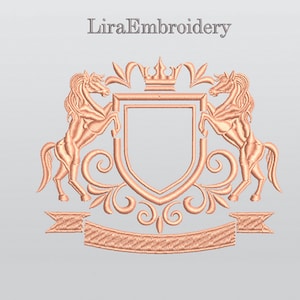 Monogram Frame - Horse Crest. Coat of Arms Template. Machine Embroidery Design