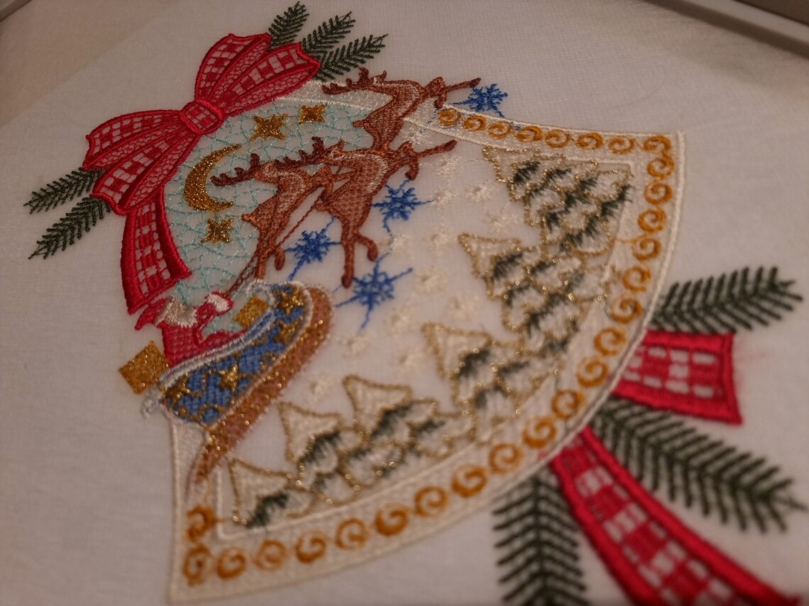 FSL Santa Decoration Christmas Bell With Bow and Reindeer Team, Lace ...