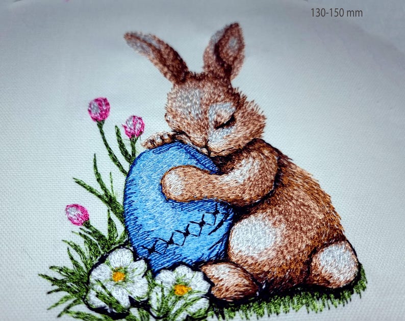 Cute Easter Bunny - Spring Rabbit With Flowers and Egg. 4 Sizes ...