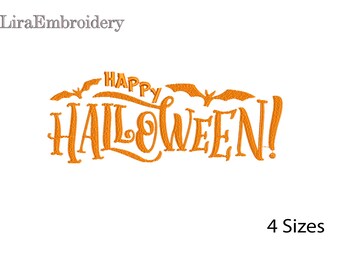 Halloween Embroidery Designs, Trick or Treat Embroidery Designs, Bat Embroidery Design, 4 Sizes, Instant Download