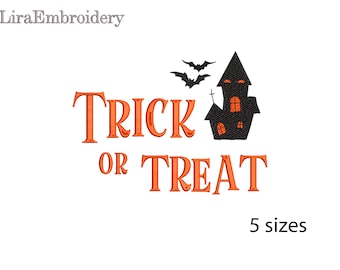 Trick or Treat Embroidery Designs, Halloween Embroidery Designs, Bat Embroidery Design, 5 Sizes, Instant Download