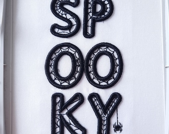 3D Puff Web Spooky Halloween Embroidery Font, 5 sizes, instant download, BX Font, PES and other popular formats. Machine Embroidery Design.