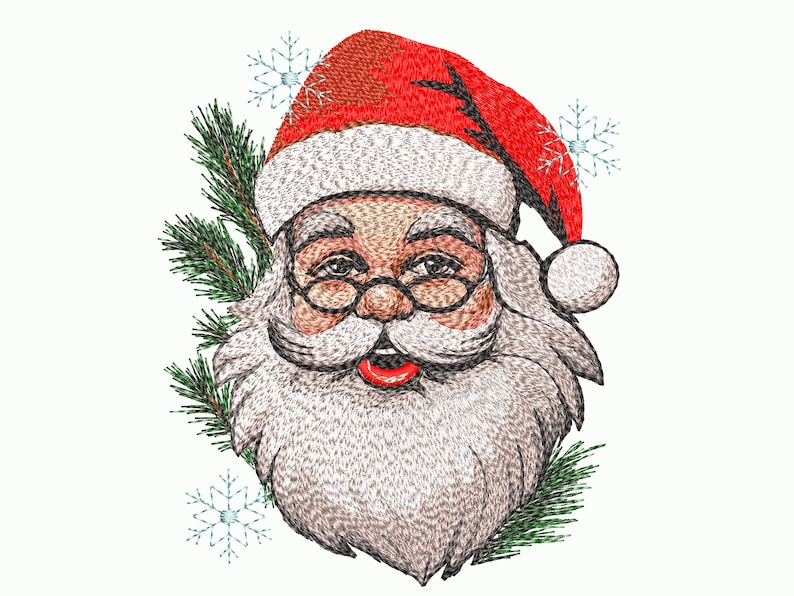 Christmas Santa Claus. 7 Sizes. Christmas Embroidery Designs. Instant Download. Machine Embroidery Super Realistic Design image 3