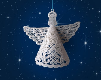 Easy to Assemble 3D FSL Christmas Angel. Free Standing Lace Easter Machine Embroidery Designs.