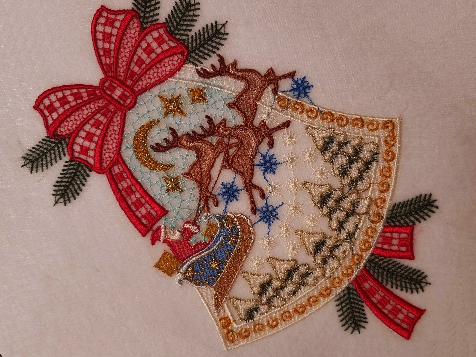 FSL Santa Decoration Christmas Bell With Bow and Reindeer Team, Lace ...