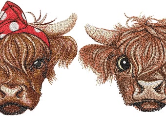 Super Realistic Scottish Highland Cow. Two Designs. Machine Embroidery Designs, 5-6 Sizes