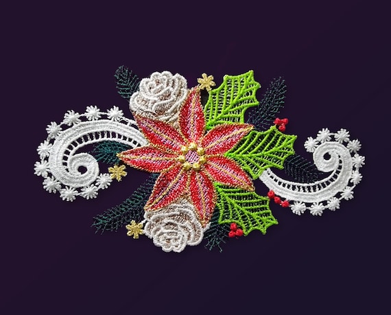FSL Fensterbild Weihnachtsstern. Weihnachtsfarbenes Ornament.  Maschinenstickerei-Weihnachtsmotive. - Etsy Schweiz