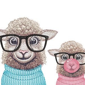 Super Realistic Lamb with Glasses Two Designs. Lamb with Gum in Sweater. Machine Embroidery Designs, 4 Sizes