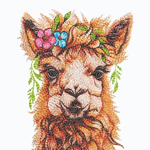 Lama. Super Realistic Embroidery Design. Alpaca Machine Embroidery Designs, 6 Sizes.