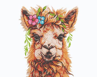 Lama. Super Realistic Embroidery Design. Alpaca Machine Embroidery Designs, 6 Sizes.