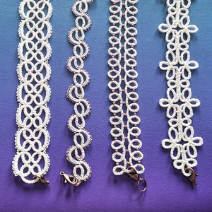 4 FSL Bracelets Bundle. Machine Embroidery. 4 Tatting Designs. Free Standing Lace.