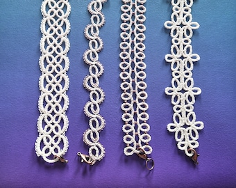 4 FSL Bracelets Bundle. Machine Embroidery. 4 Tatting Designs. Free Standing Lace.