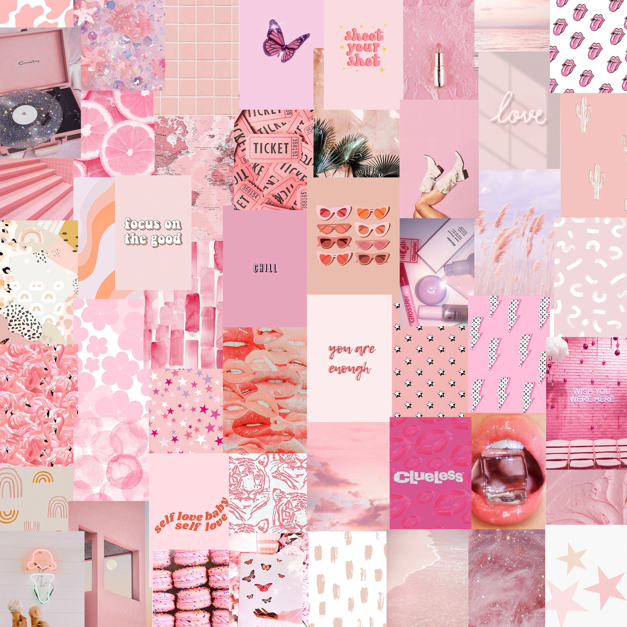 Ready To Print Light Pink Aesthetic Wall Collage Kit Pack Of Etsy Canada