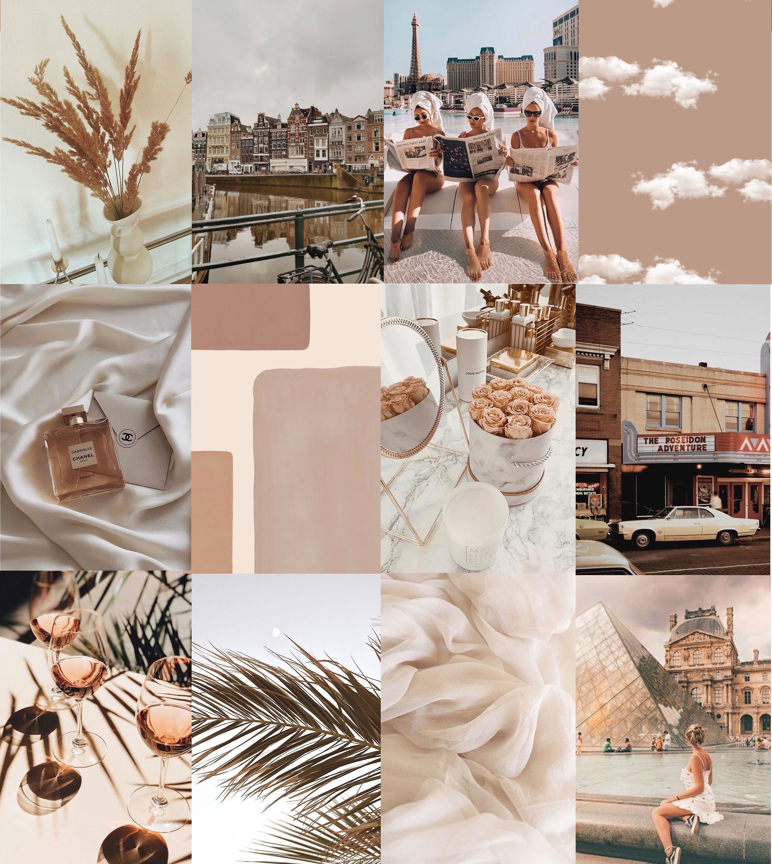 Listo para imprimir Tan Aesthetic Travel Vibes Wall Collage Etsy España