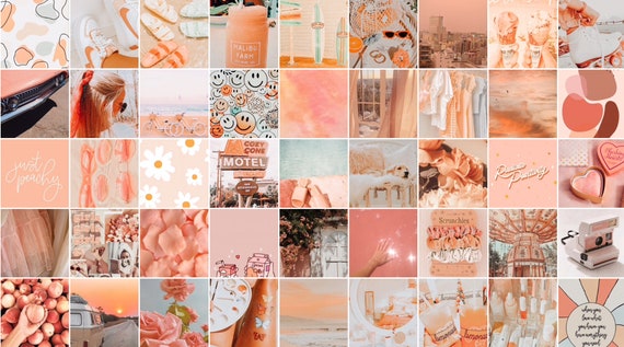 Ready to Print Peachy Warm Aesthetic, Travel Vibes Wall Collage Kit | Pack  of 60 photos | Digital File