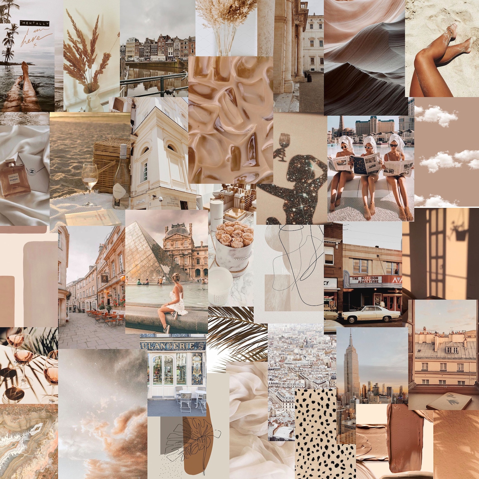 Listo para imprimir Tan Aesthetic Travel Vibes Wall 