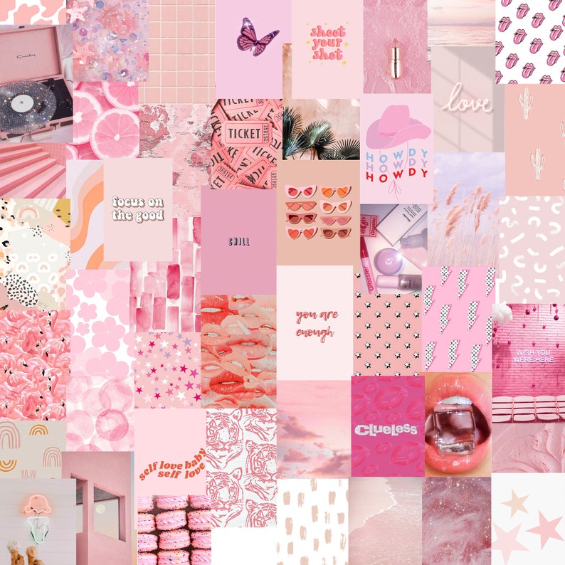 Ready to Print Pretty in Pink, Light Pink Aesthetic, Cute Wall Collage ...