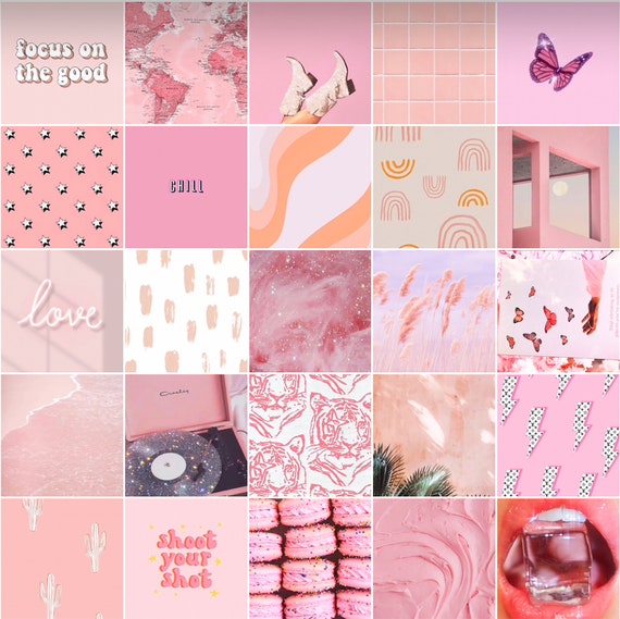 Ready To Print Light Pink Aesthetic Wall Collage Kit Pack Of Etsy