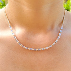 18K Gold Filled Tennis And Baguette Necklace