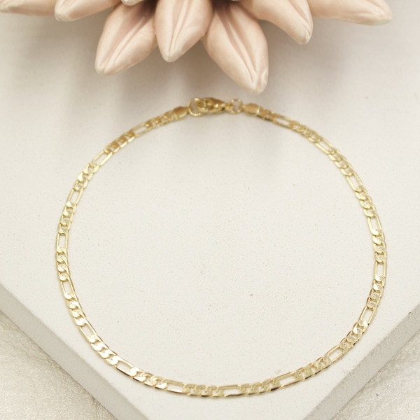 18K Gold Filled "3mm Figaro Chain" Anklet