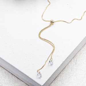 18k Gold Filled Bolo Tie Lariat Chain with Light Spot Adjustable Necklace