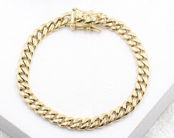 18k Gold Filled Chunky Cuban Link with Open Box Clasp Bracelet | 6mm, 8mm, 10mm, 14mm
