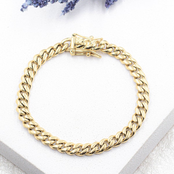 18k Gold Filled Chunky Cuban Link with Open Box Clasp Bracelet | 6mm, 8mm, 10mm, 14mm