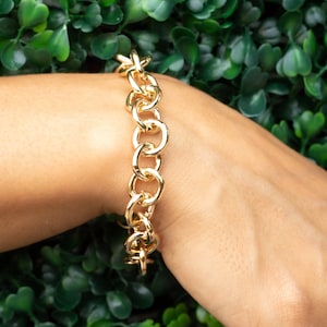 18K Gold Filled Chunky Rolo Bracelet, Open Link Bracelet, Oval Link Bracelet,