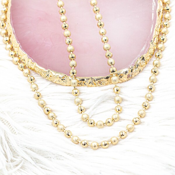 18k Gold Filled Golden Ball Chain Necklace and Anklet