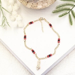 18k Gold Filled Azabache Figa Hand Anklet and Bracelet