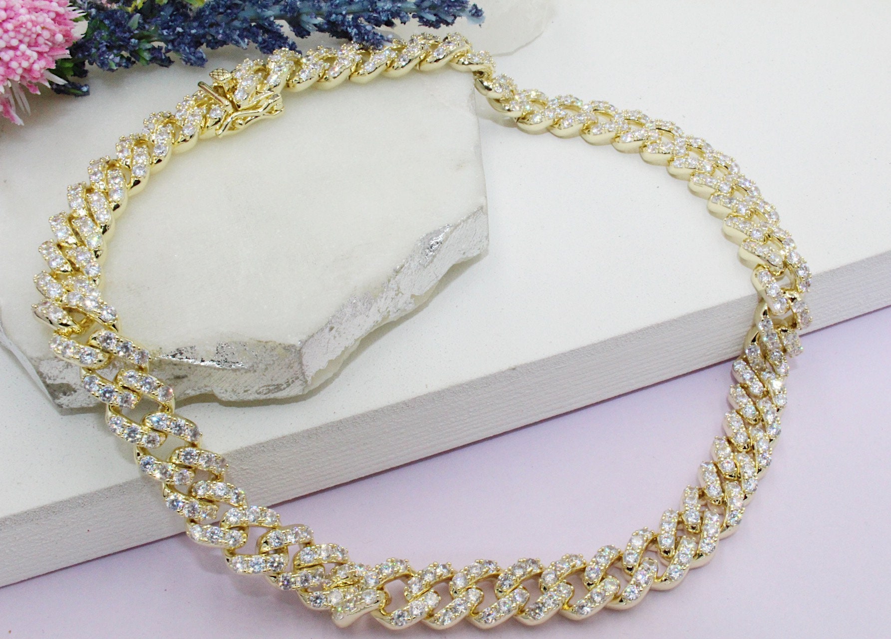 18K Gold Filled CZ Cuban Link Necklace - Chunky Miami Chain